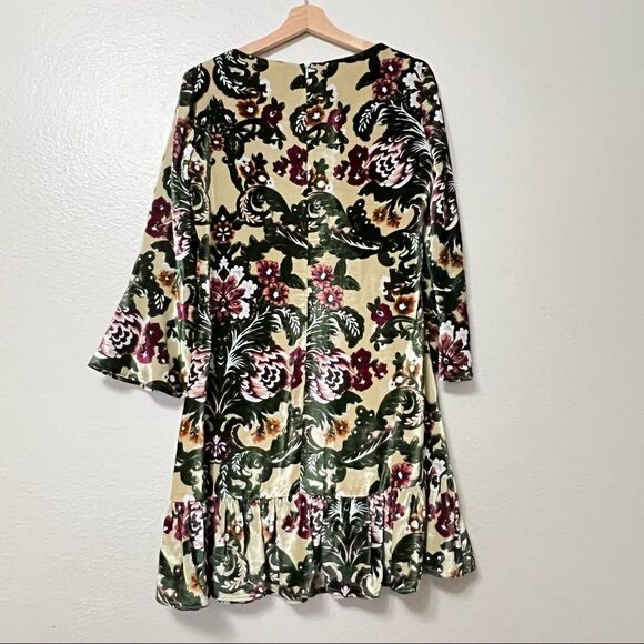 Copy - Jeremy Scott Women's Floral Print Brocade Velvet Mini Dress Size US10 - Picture 3 of 12